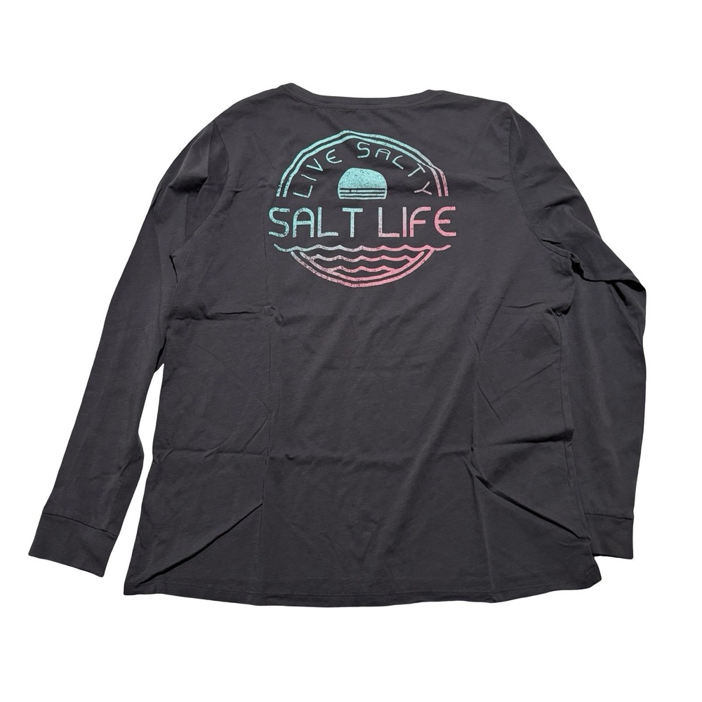 Salt Life Live Salty Women's Long Sleeve Graphic Shirt Blue Size XLG 22 x 27